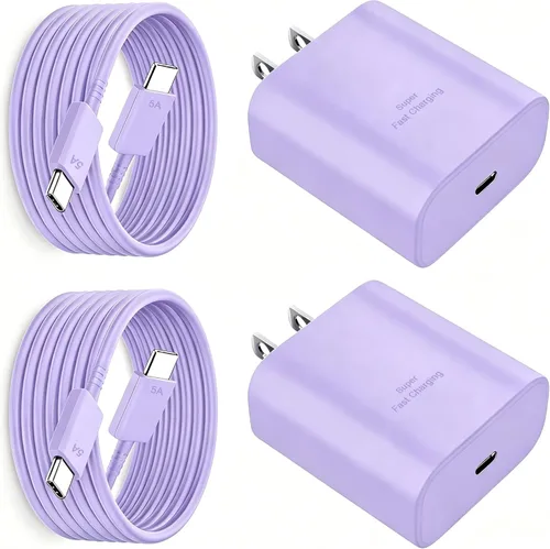 Miniatura 13 de Cargador súper rápido Samsung USB-C de 45 W tipo C de 8 pies, cable de carga rápida con bloque de cargador de pared de teléfono Android para Samsung
