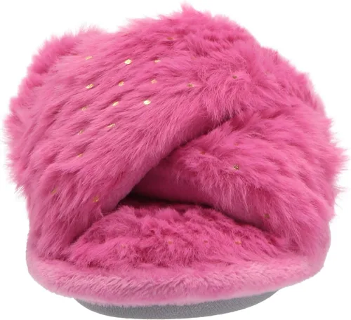 Miniatura 2 de Dearfoams Pantuflas Ava Furry Crossband Slide para niños