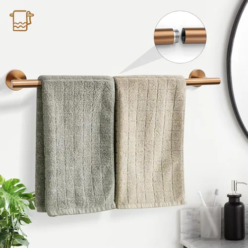 Miniatura 2 de TURS Juego de 5 piezas de accesorios de baño cepillado en oro rosa, juego de barra de toalla de baño de 23.6 pulgadas de acero inoxidable SUS304