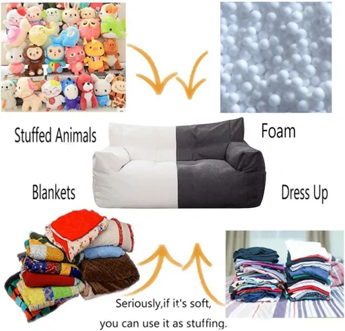 Miniatura 6 de Funda suave para puf, grandes para interiores y exteriores (no incluye relleno) para adultos, resistente al agua, puf de jardín o sala de estar