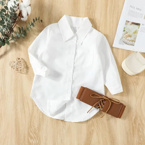 Miniatura 3 de Vestido de princesa de manga larga con botones y cinturón de cintura 7-8 niñas (blanco, 2-3 años)
