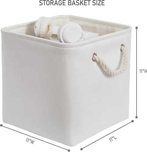 Miniatura 3 de Cubos de almacenamiento de 11 x 11 pulgadas, paquete de 6 cubos de almacenamiento plegables grandes de tela con cuerdas, cubos de almacenamiento