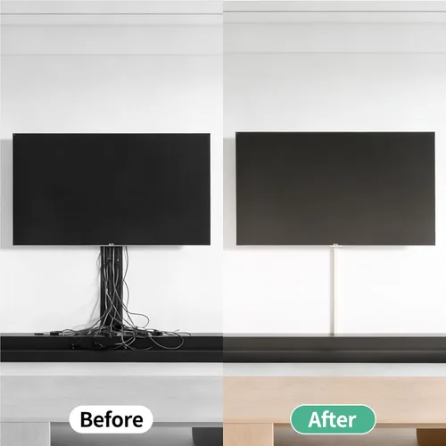 Miniatura 9 de Delamu Kit de cubierta de cable autoadhesivo de 100 pulgadas para TV montado en la pared, ocultador de cables pintable, sistema de gestión de cables
