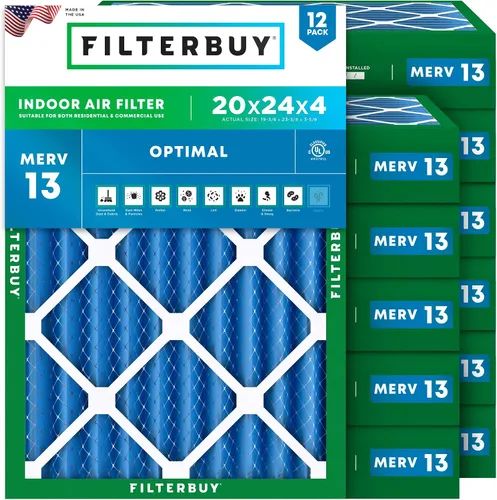 Miniatura 38 de Filterbuy Filtro de aire de 8 x 14 x 1 pulgadas MERV 13 de defensa óptima (paquete de 12), filtros de aire de repuesto plisados HVAC para calderas