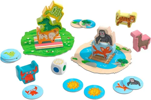 Miniatura 3 de HABA My Very First Games - Animal Upon Animal Junior: Juego de apilamiento para niños pequeños para actividades de aprendizaje preescolar