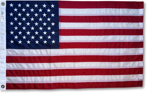 Bandera estadounidense de 2 x 3 pies, fabricada en Estados Unidos, certificación FMAA, bandera estadounidense de nailon 210D para exteriores con