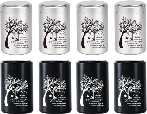 Miniatura 10 de Pequeñas urnas de recuerdo de aluminio para cenizas humanas, juego de 4 mini urnas conmemorativas, contenedores de cenizas de 3 pulgadas