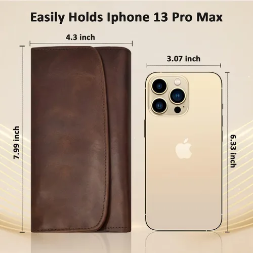 Miniatura 3 de Leather SR Cartera de cuero de grano superior RFID para mujer, con aspecto vintage resistente con 13 ranuras para tarjetas, 2 compartimentos