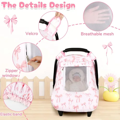 Miniatura 2 de Funda para asiento de coche para bebé, funda para asiento de coche resistente al viento para bebés niñas, toldo cálido para asiento de coche