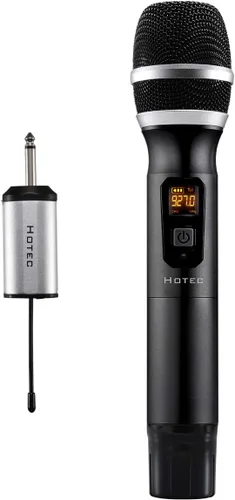 Miniatura 10 de HOTEC Micrófonos inalámbricos Dual UHF Sistema de micrófono de mano con control de eco/volumen, receptor recargable para karaoke, iglesia, boda
