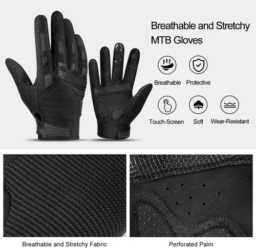 Miniatura 3 de INBIKE Guantes MTB para ciclismo de montaña Sirven para pantalla táctil con acolchado de etilvinilacetato grueso y protección de nudillos de caucho