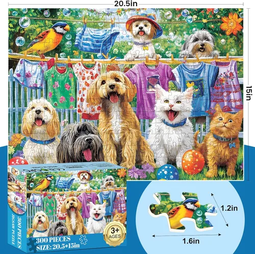 Miniatura 2 de Rompecabezas de 300 piezas para adultos, lindo rompecabezas de perro para adultos, niños y ancianos, rompecabezas de animales divertidos de piezas