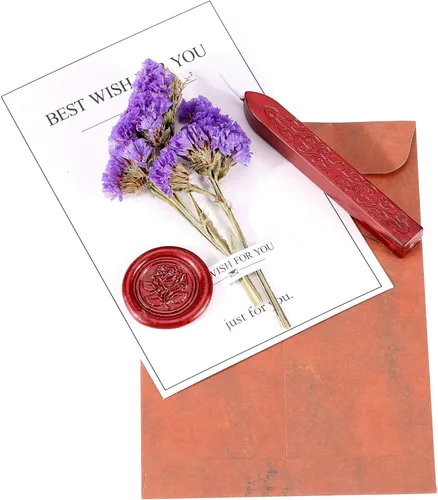 Miniatura 6 de Yoption 12 varillas de cera de sellado con mechas, varillas de sello de cera color rojo vino antiguo para sello de cera, invitaciones de boda