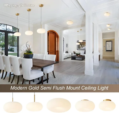 Miniatura 5 de MPL02-20G-2 - Lámpara colgante de globo dorado, estilo vintage, moderna, para isla de cocina, juego de 2 luces colgantes LED regulables con control