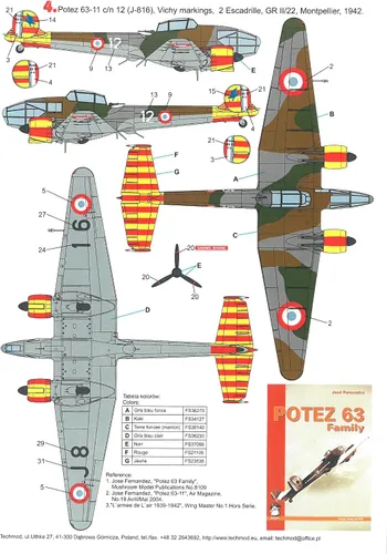 Miniatura 7 de Techmod 48087 1/48 Potez 63-11 French Fighter Wet Decal WWII w/Mask WWII