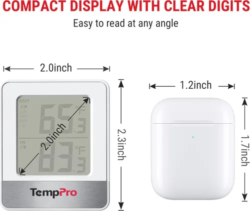 Miniatura 8 de ThermoPro Termómetro inalámbrico para interiores y exteriores de 500 pies, termómetro de invernadero exterior con sensor de temperatura, termómetros