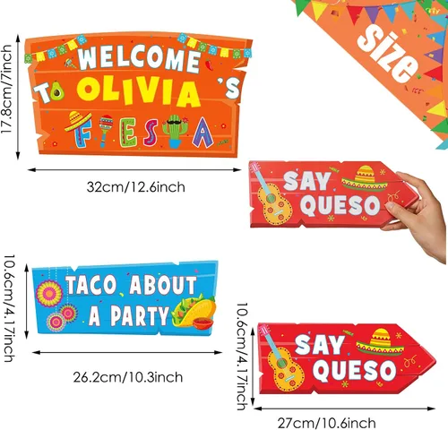 Miniatura 2 de 20 carteles de fiesta mexicana para fiesta de taco, bar, carteles direccionales para fiestas temáticas de Cinco de Mayo, decoración de patio