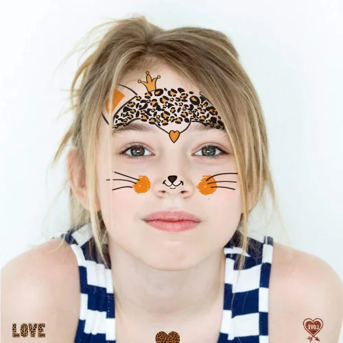 Miniatura 6 de Tatuaje facial temporal de animales para niños, paquete de 10 calcomanías de pintura facial, rellenos de cesta de Pascua, Halloween, Navidad