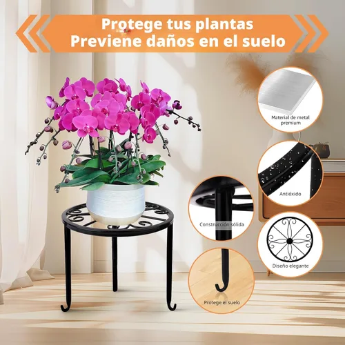 Miniatura 4 de Paquete de 6 Soportes Metálicos para Plantas, Soportes de Servicio Pesado para Macetas de Múltiples Plantas, Estante Anticorrosión para Macetas
