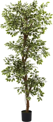 MISC Árbol de ficus de 6 pies de alto, planta de higo artificial decorativa para interiores, árboles abigarrados grandes, aspecto natural, plantas