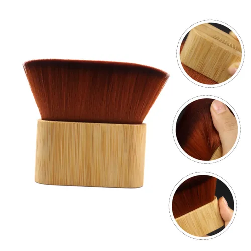 Miniatura 9 de FOMIYES Cepillo de cerdas flexibles, plumero de pelo para peluqueros peluquero, cepillo de depilación, plumero de cuello, mango de bambú