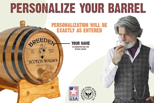 Miniatura 3 de Thousand Oaks Barrel Co. Barril personalizado de roble blanco americano de 3 litros con soporte, tapón y espita – Para el cervecero casero