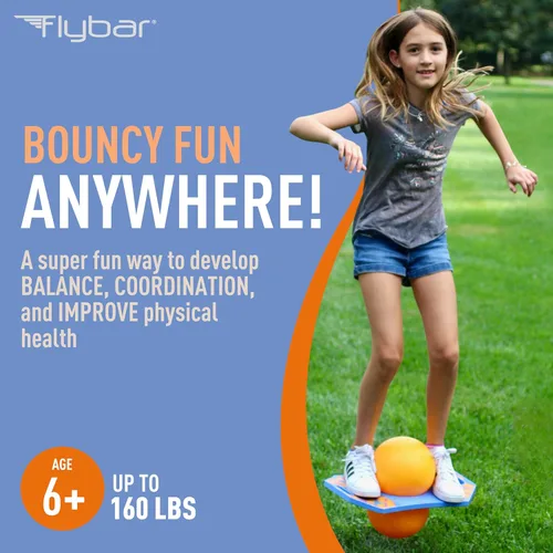 Miniatura 6 de Flybar Pogo - Pelota de truco para niños, tabla de rebote de equilibrio con cubierta antideslizante, bomba incluida, juguetes para interiores