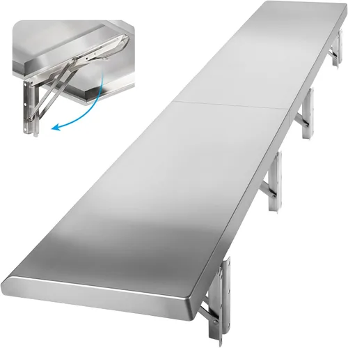 Estante desplegable de 12 x 48 pulgadas, estilo empalmado, estante plegable de acero inoxidable de grado comercial, estantes de concesión plegables