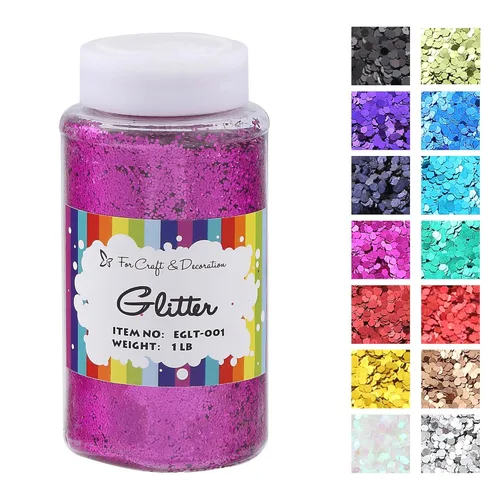 Miniatura 38 de Brillantina gruesa, 18 frascos de colores surtidos para manualidades, cuerpo, maquillaje y purpurina para uñas.