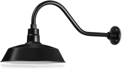 Miniatura 18 de 14 pulgadas. RLM Warehouse - Pantalla con brazo de cuello de cisne y bombilla Led A19 5000K de 9W Galvanizado (paquete de 2)