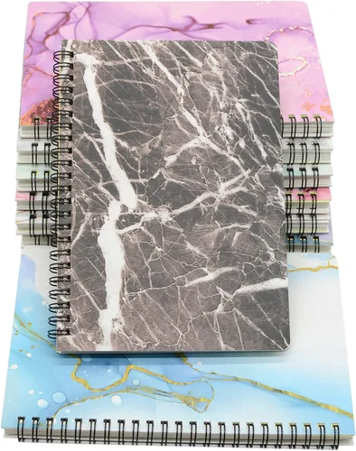 Miniatura 9 de Yansanido Cuaderno en Espiral, 8 Piezas A5 Diseño Mármol Tapa Dura Gruesa 7mm Rayas para Universidad 80 Hojas -160 Páginas para Estudio y Notas