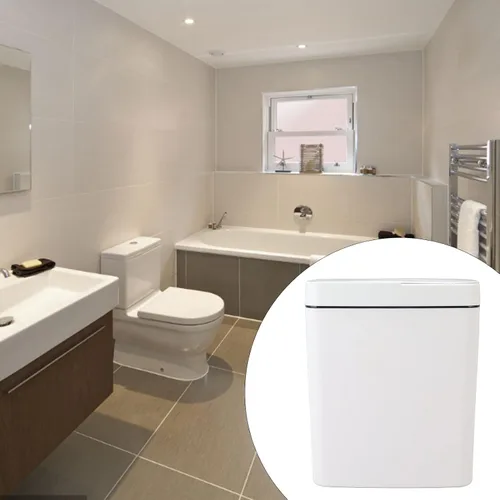 Miniatura 8 de Asixxsix Bote de basura de baño sin contacto, 18 L, 4.75 galones, con sensor de movimiento automático, funciona con pilas, delgado e inteligente