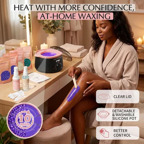 Miniatura 4 de GIRLEARLE Black and Pink Digital Waxing Kit for Women and Men Sensitive Skin, Nose&Ear Wax Kit Hair Removal at Home with Wax Beads & Silicone Pot