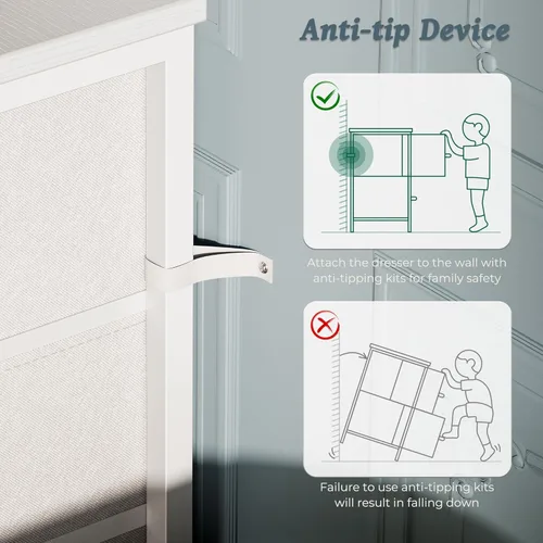 Miniatura 8 de Huuger Cómoda de 63 pulgadas para dormitorio, cómoda para armario con 9 cajones de tela, soporte de TV grande para TV de 55, 65, 70 pulgadas, centro