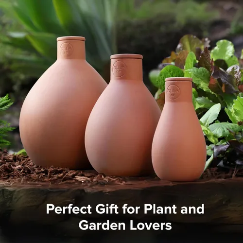 Miniatura 7 de The Olla Company Olla Clásica para Riego con Tapa - Riego Automático de Terracotta hasta 3 pies de Diámetro para Jardines, Camas Elevadas y Macetas