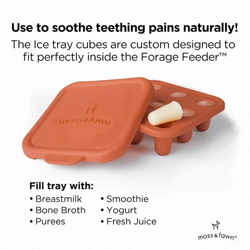 Miniatura 5 de Moss and Fawn Baby's First Bites Bundle - Kit de paletas de leche materna congelada de silicona con alimentador de forraje y bandeja de cubitos