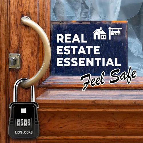 Miniatura 7 de Lion Locks 1500 Caja de Bloqueo de Llaves con Código, Caja de Seguridad para Llaves al Aire Libre, Caja de Seguridad para Inmobiliarios para Negro
