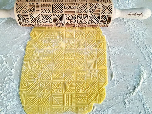 Miniatura 4 de Rodillo de relieve AFRICA con patrón tribal para galletas y cerámica de Algis Crafts
