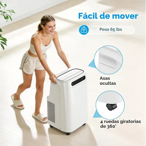 Miniatura 8 de Aire acondicionado portátil de 12000 BTU para refrigeración de habitaciones de hasta 500 pies cuadrados, unidad de CA portátil silenciosa 3 en 1