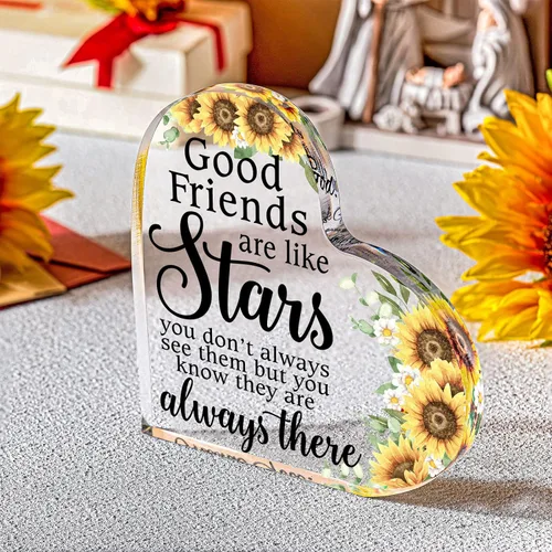 Miniatura 4 de Yulejo Regalos de amistad para mujeres, amigas, placa de acrílico con forma de corazón, decoración de mejor amiga, regalo de recuerdo de cumpleaños