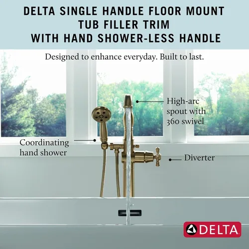 Miniatura 2 de Delta Grifo de bañera independiente con ducha de mano, relleno de bañera dorado cepillado, bronce champán T4797-CZFL-LHP
