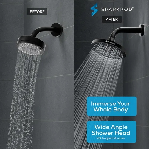 Miniatura 2 de SparkPod Cabezal de regadera – Lluvia de alta presión – Diseño de lujo de calidad premium – Instalación en 1 minuto – Reemplazo ajustable de fácil