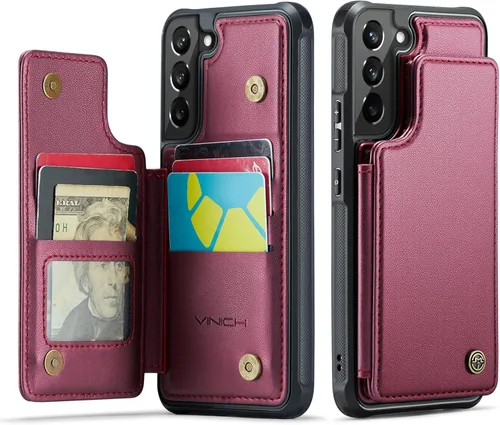 Miniatura 10 de Vinich Funda tipo cartera para Samsung Galaxy S22 Plus con tarjetero y ranuras de crédito con bloqueo RFID, función atril, a prueba de golpes