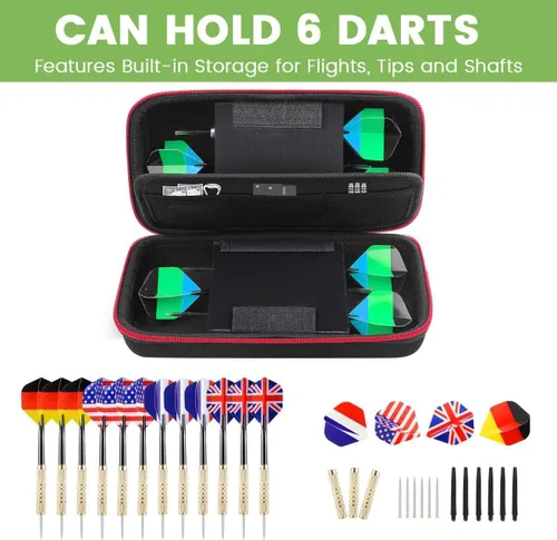 Miniatura 2 de ALKOO Estuche de dardos para 6 piezas de acero y punta suave, organizador de almacenamiento con capacidad para 6 dardos y puntas, ejes y accesorios