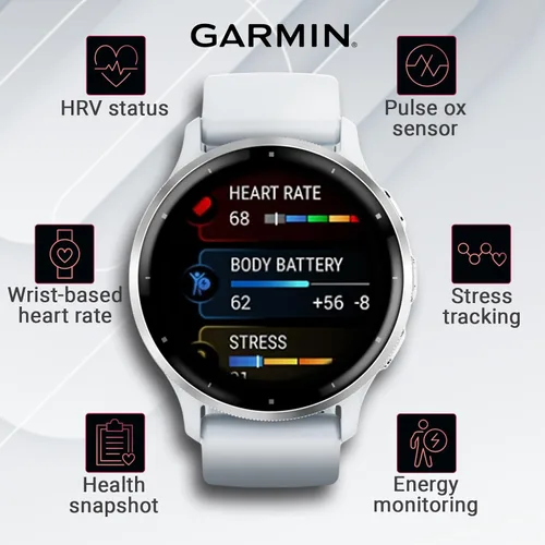 Miniatura 5 de Garmin Venu 3 Reloj inteligente GPS con pantalla AMOLED de 45 mm, funciones avanzadas de salud y fitness, hasta 14 días de batería, paquete