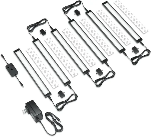 Miniatura 11 de EShine Paquete de 3 luces LED regulables inteligentes negras de 12 pulgadas para debajo del gabinete, compatible con Alexa, Google, blanco frío