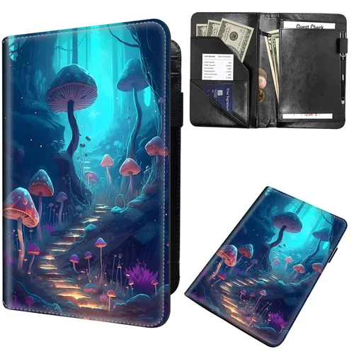 Miniatura 29 de Libros de mesero para camarera, cartera de cuero para camarero con cremallera, soporte para recibos, para camarero, camarero, accesorios