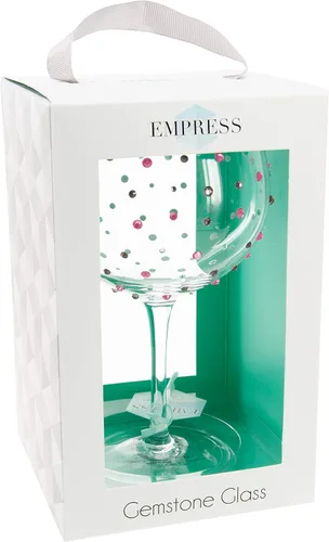 Miniatura 6 de Pavilion - Copa de vino con tallo de 24 onzas, piedras preciosas de cristal rosa, cristal de cumpleaños