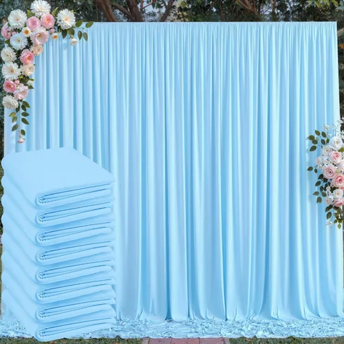 Miniatura 108 de Cortinas de telón de fondo blanco de 30 pies x 8 pies para fiestas de boda, 6 paneles de 5 pies x 8 pies, cortinas de fotografía de poliéster sin