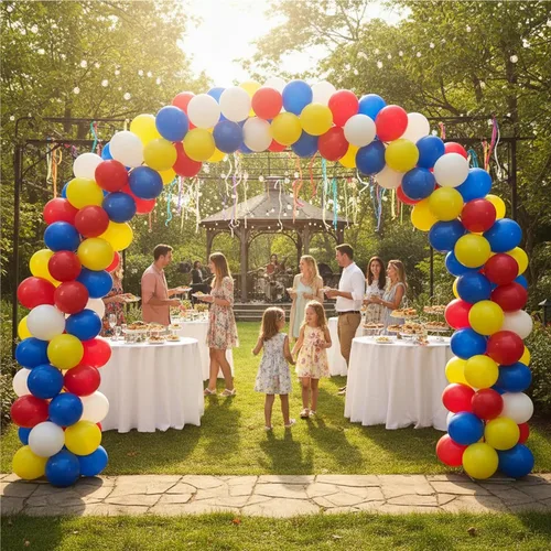 Miniatura 6 de KADBANER Globos blancos, amarillos, rojos y azules, paquete de 100, globos de látex de 12 pulgadas